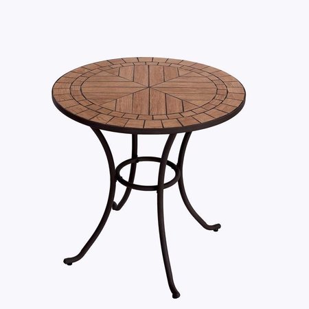 LIVING ACCENTS Brown Round Stainless Steel Mosaic Bistro Table H22ST2150